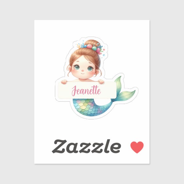 Personalised Mermaid Magic - Custom Name Sticker f (Sheet)