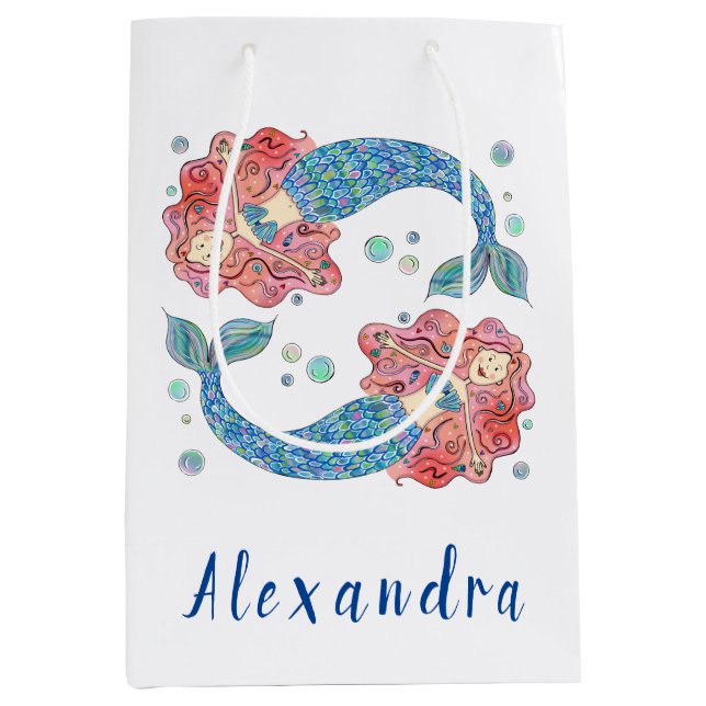 Personalised Mermaid Medium Gift Bag (Front)