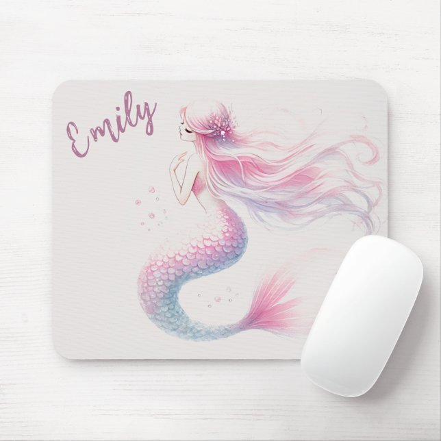 Personalised Mermaid Pink Mouse Pad (With Mouse)