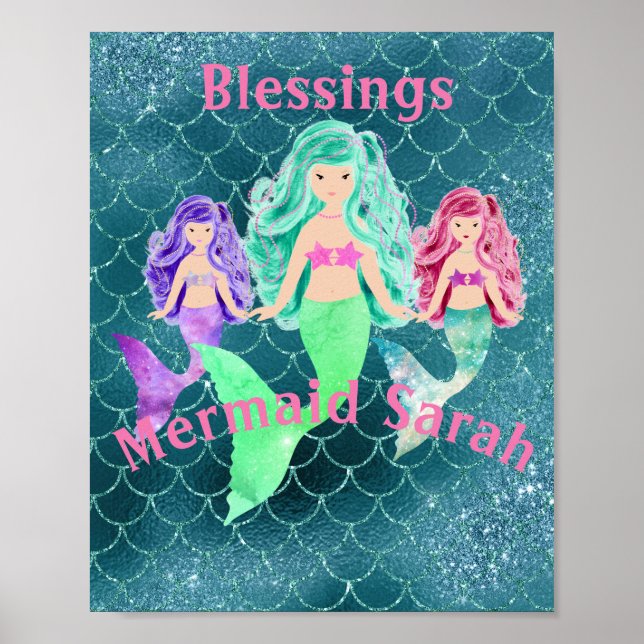 Personalised Mermaid Poster (Front)