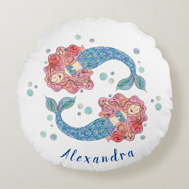 Personalised Mermaid Round cushion (Front)