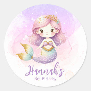Personalised Mermaid Round Stickers