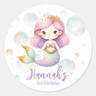 Personalised Mermaid Round Stickers