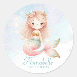 Personalised Mermaid Round Stickers
