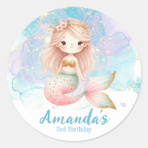 Personalised Mermaid Round Stickers