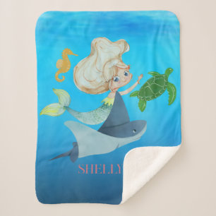 Personalised Mermaid Sherpa Blanket