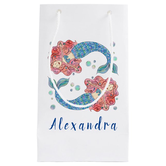 Personalised Mermaid Small Gift Bag (Front)
