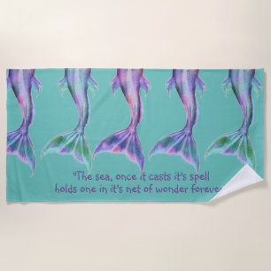 Personalised Mermaid Tails Beach Towel