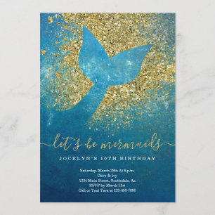 Personalised Mermaid Themed Birthday Party Invitation