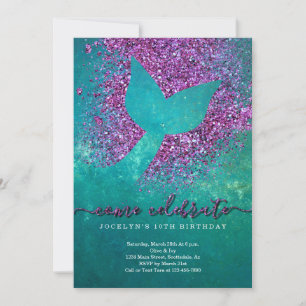 Personalised Mermaid Themed Birthday Party Invitation
