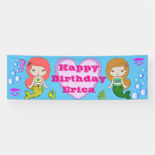 Personalised Mermaid Themed Happy Birthday Banner