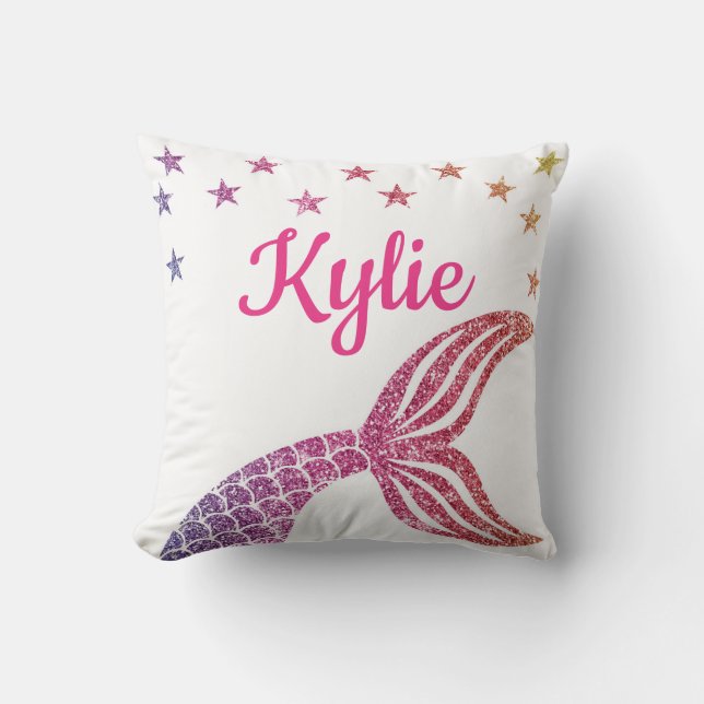 Personalised Mermaid Under The Sea Birth Stats Cushion (Front)