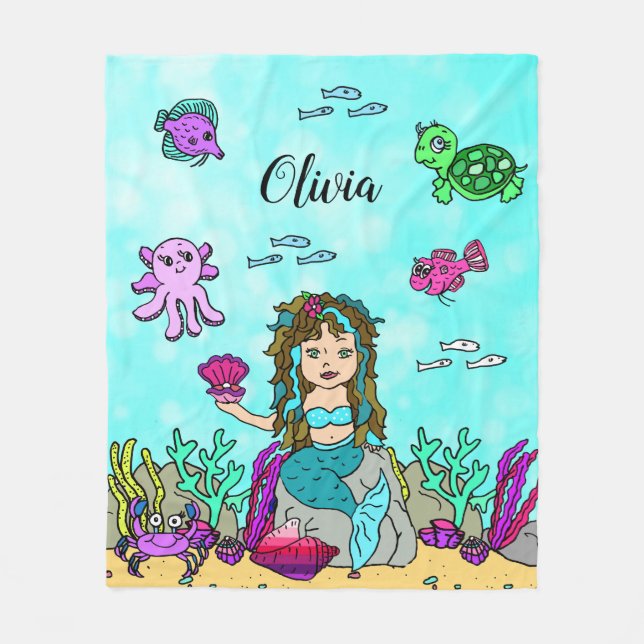 Personalised Mermaid Under the Sea Blanket (Front)