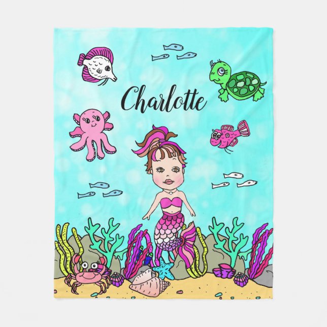 Personalised Mermaid Under the Sea Blanket (Front)