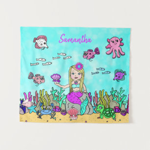 Personalised Mermaid Under the Sea Wall Art Tapestry