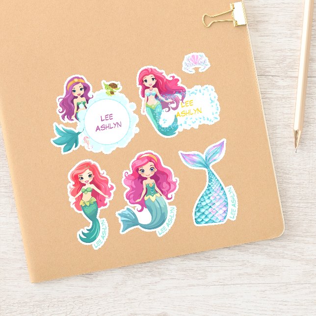 Personalised Mermaid Underwater Name Labels  (Notebook)