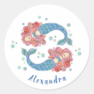 Personalised Mermaids Classic Round Sticker