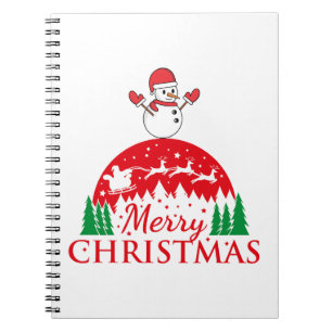 Personalised Merry and Bright Christmas Notebook