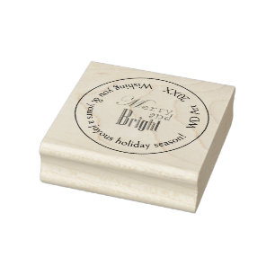 Personalised "Merry and Bright" Christmas Rubber Stamp