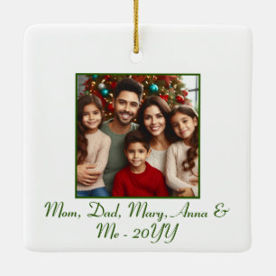 Personalised "Merry and Bright" Green Christmas Ceramic Ornament