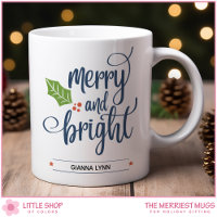 Personalised Merry and Bright with Holly