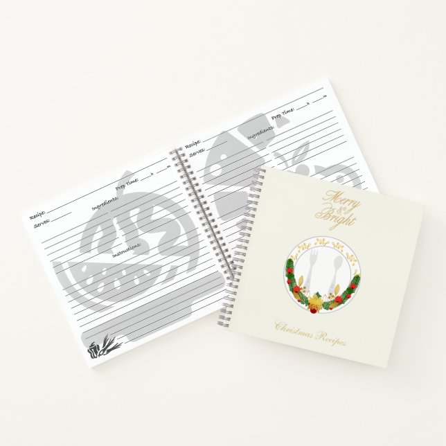 Personalised Merry & Bright Christmas Recipe Book (Inside)