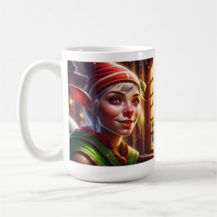 Personalised Merry Christmas Auntie  Cute Elf Coffee Mug