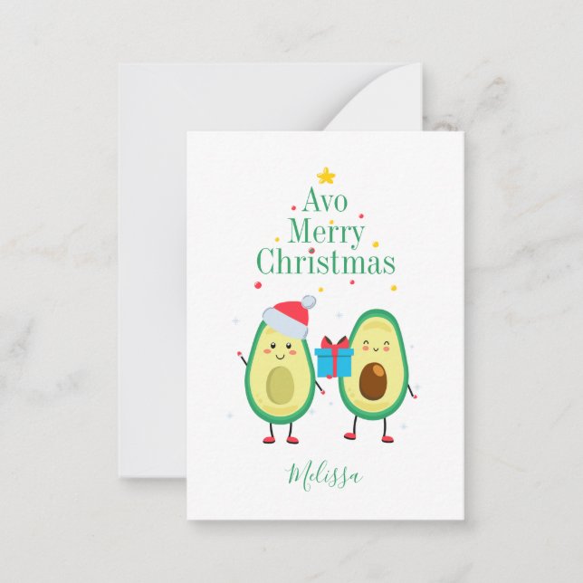 Personalised Merry Christmas Avocado Illustration Card (Front)
