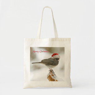 Personalised Merry Christmas Bird Santa Hat Tote Bag