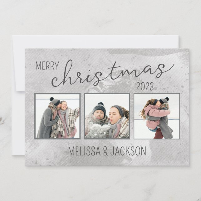 Personalised Merry Christmas Card with Photos (Front)