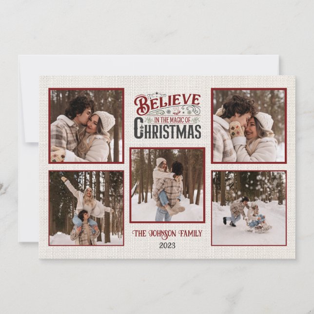 Personalised Merry Christmas Card with Photos (Front)