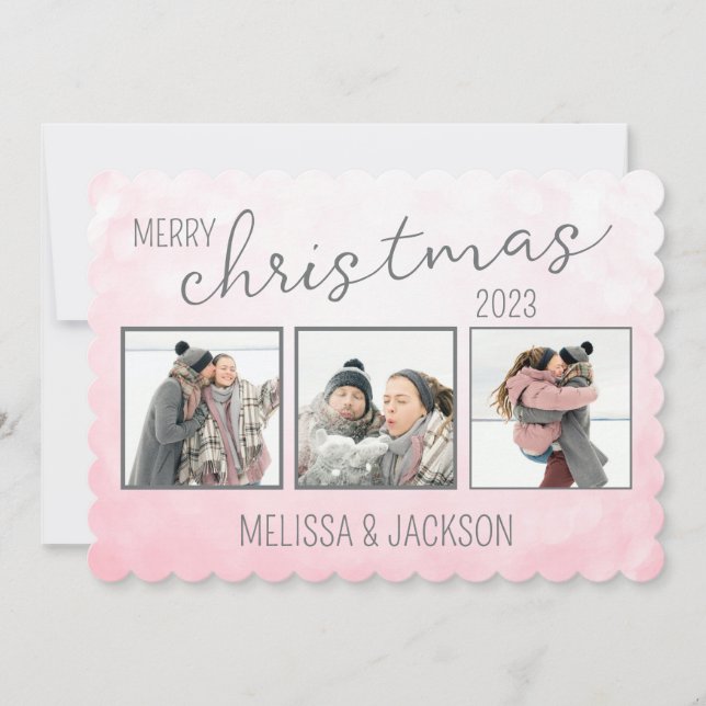Personalised Merry Christmas Card with Photos (Front)