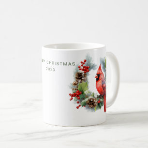 Personalised Merry Christmas Cardinal Coffee Mug