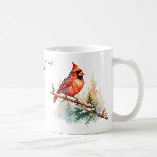 Personalised Merry Christmas Cardinal Coffee Mug (Right)