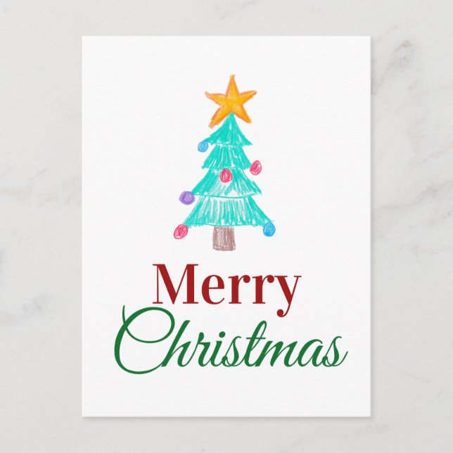 Personalised Merry Christmas Children's Picture Holiday Postcard (Front)