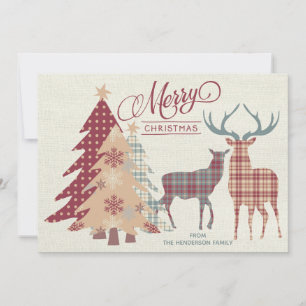 Personalised Merry Christmas Country Plaids Card