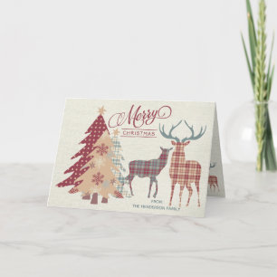 Personalised Merry Christmas Country Plaids Card