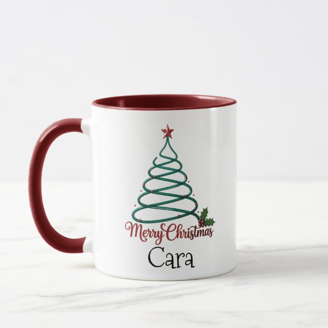 Personalised Merry Christmas Custom Name Gift For  Mug (Left)