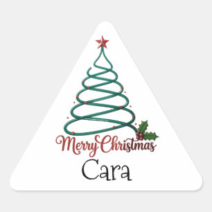 Personalised Merry Christmas Custom Name Gift For Triangle Sticker