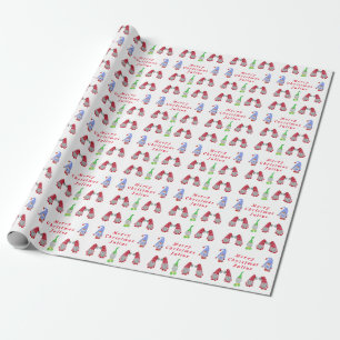 Personalised Merry Christmas Cute Gnomes Holiday Wrapping Paper
