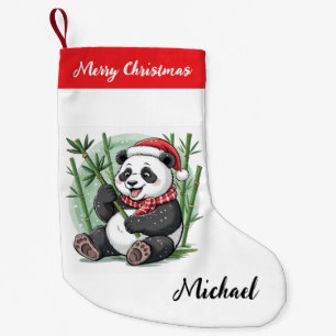Personalised Merry Christmas Cute Panda Bear Small Christmas Stocking