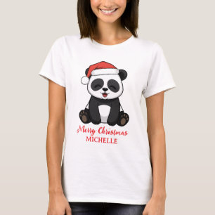 Personalised Merry Christmas Cute Panda Bear T-Shirt