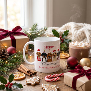 Personalised Merry Christmas Dachshund Family Coffee Mug