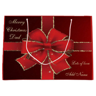 Personalised Merry Christmas Dad gift design Large Gift Bag