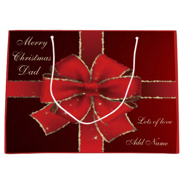 Personalised Merry Christmas Dad gift design Large Gift Bag (Front)