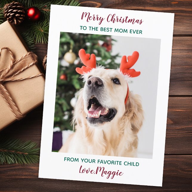 Personalised Merry Christmas Dog Mum Pet Photo Hol Holiday Card (Creator Uploaded)