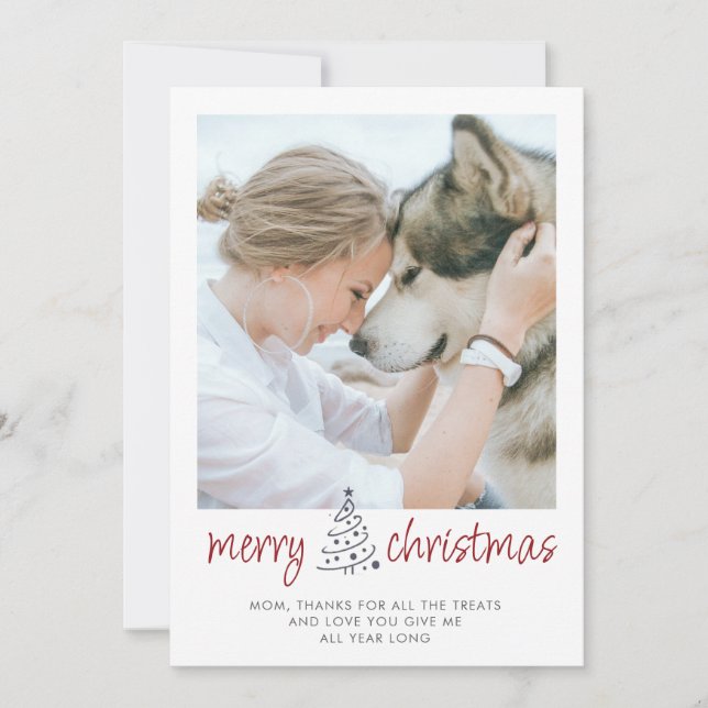 Personalised Merry Christmas Dog Mum Pet Photo Holiday Card (Front)