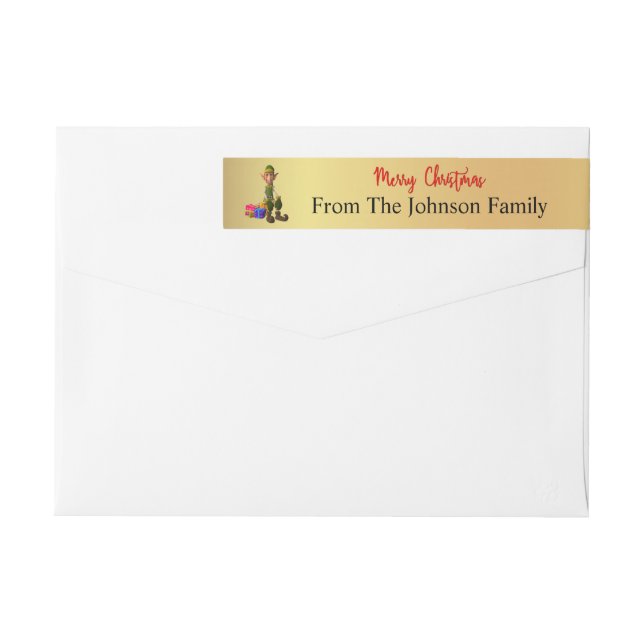 Personalised Merry Christmas Elf Return Address Wrap Around Label (Back)