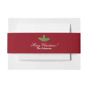 Personalised Merry Christmas envelope belly band Invitation Belly Band