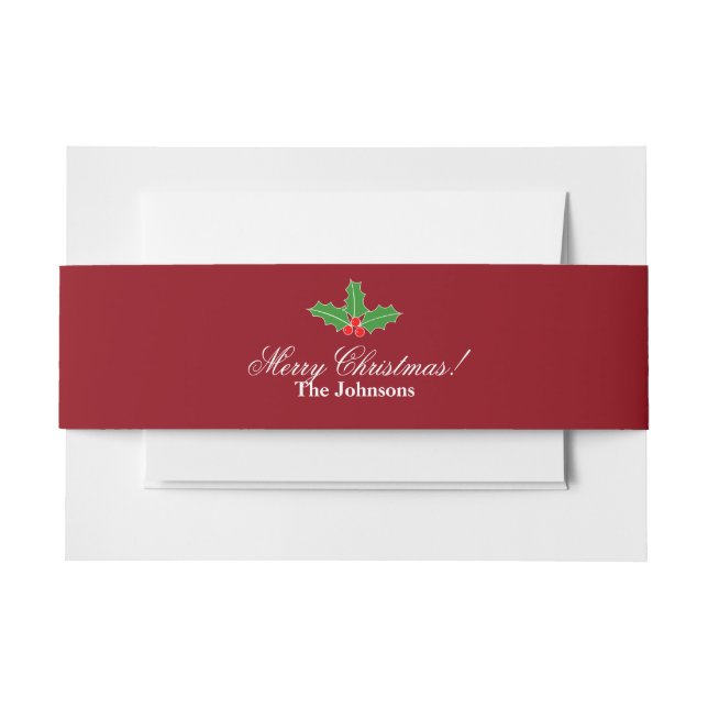 Personalised Merry Christmas envelope belly band Invitation Belly Band (Front Example)